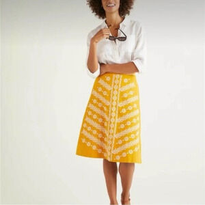 Boden Embroidered Full Shape Midi Skirt modest mom career teacher